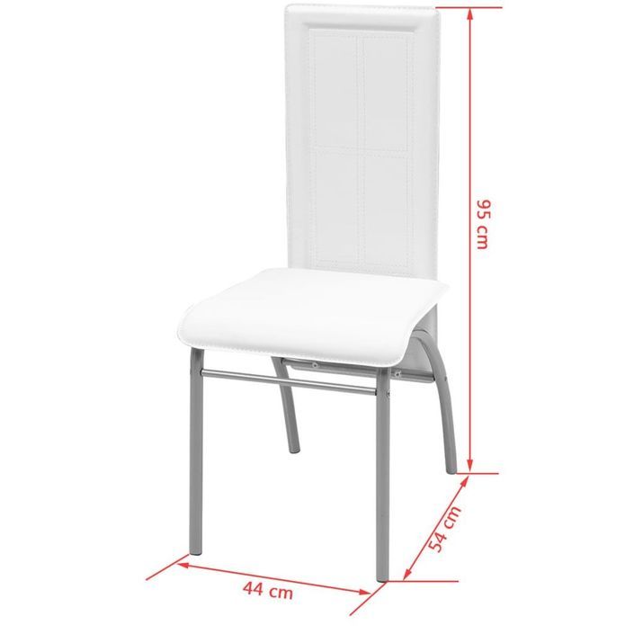 Table rectangulaire verre trempé noir et 6 chaises simili blanc Vicka - Photo n°7