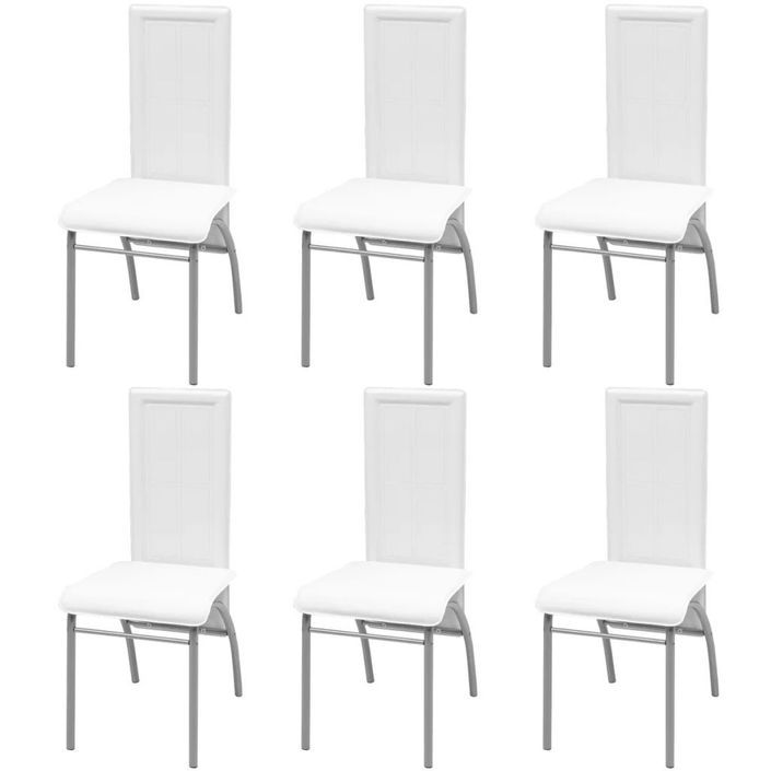 Table rectangulaire verre trempé noir et 6 chaises simili blanc Vicka - Photo n°8