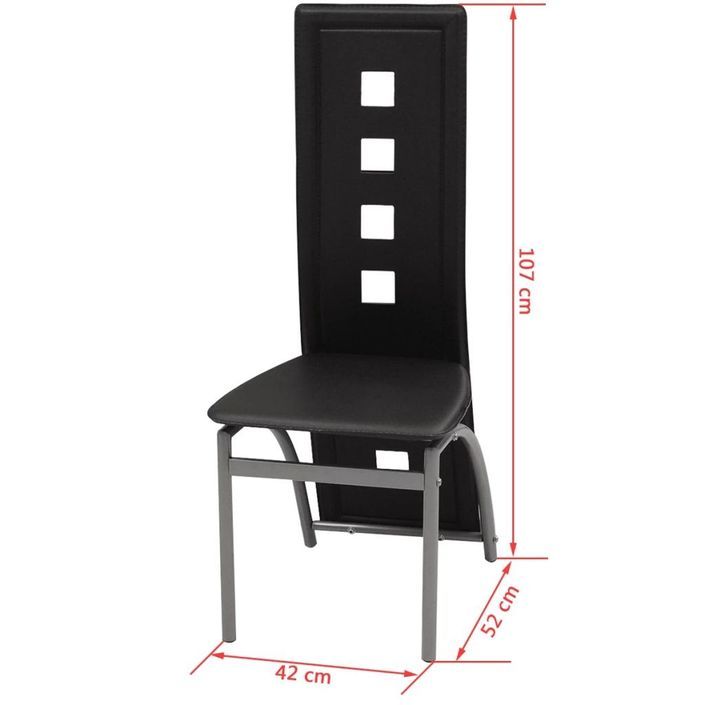 Table rectangulaire verre trempé noir et 6 chaises simili noir Vamier - Photo n°9