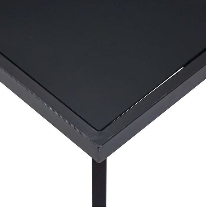 Table rectangulaire verre trempé noir et pieds métal Ragya 120 cm - Photo n°4