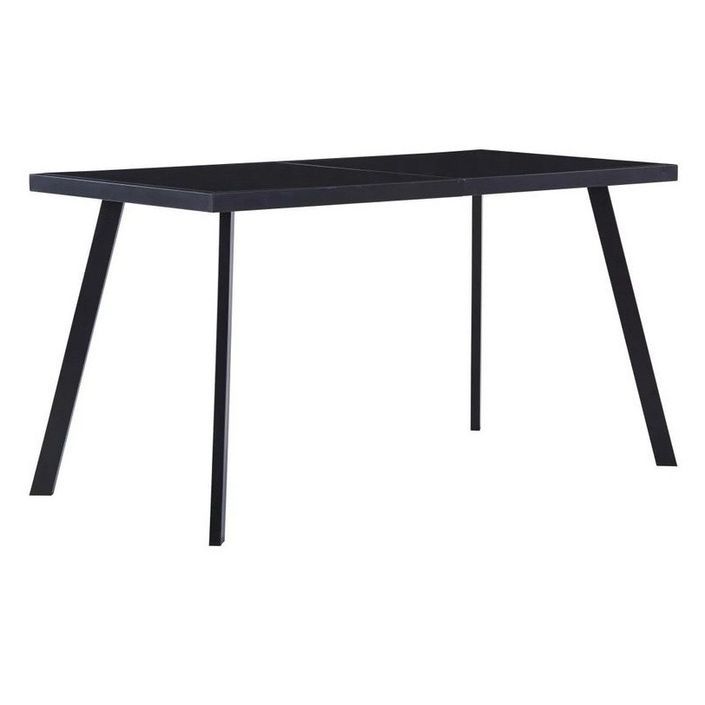 Table rectangulaire verre trempé noir et pieds métal Ragya 140 cm - Photo n°1