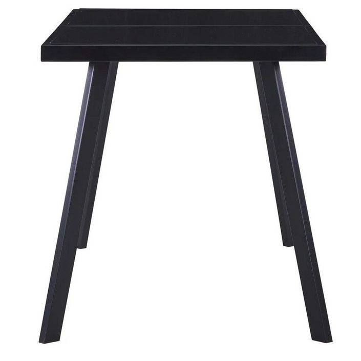 Table rectangulaire verre trempé noir et pieds métal Ragya 140 cm - Photo n°3