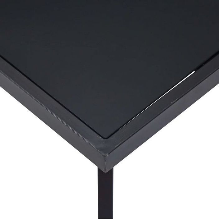 Table rectangulaire verre trempé noir et pieds métal Ragya 140 cm - Photo n°4