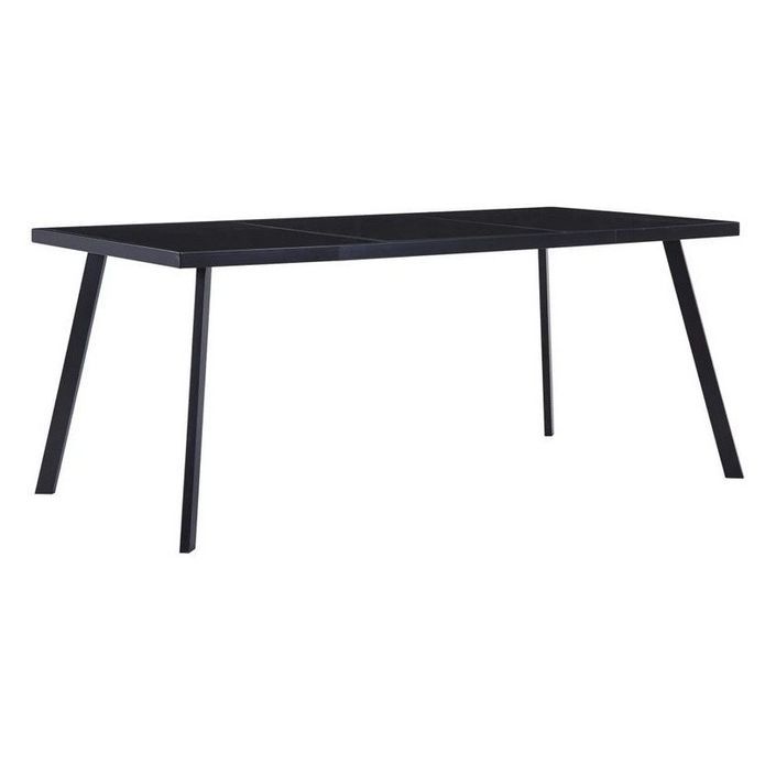 Table rectangulaire verre trempé noir et pieds métal Ragya 160 cm - Photo n°1