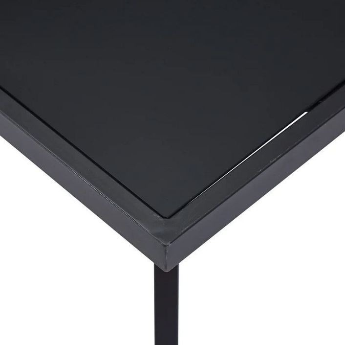 Table rectangulaire verre trempé noir et pieds métal Ragya 200 cm - Photo n°3