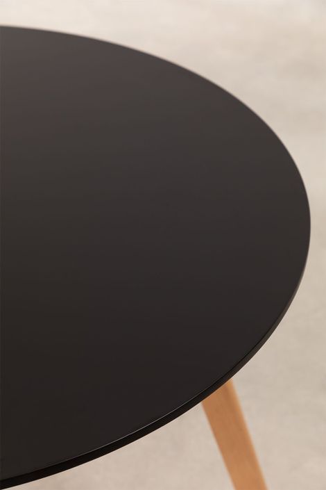 Table ronde 100 cm scandinave noir et pieds bois clair Bristol - Photo n°3