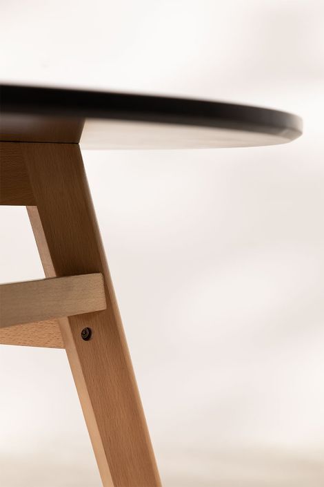 Table ronde 100 cm scandinave noir et pieds bois clair Bristol - Photo n°4
