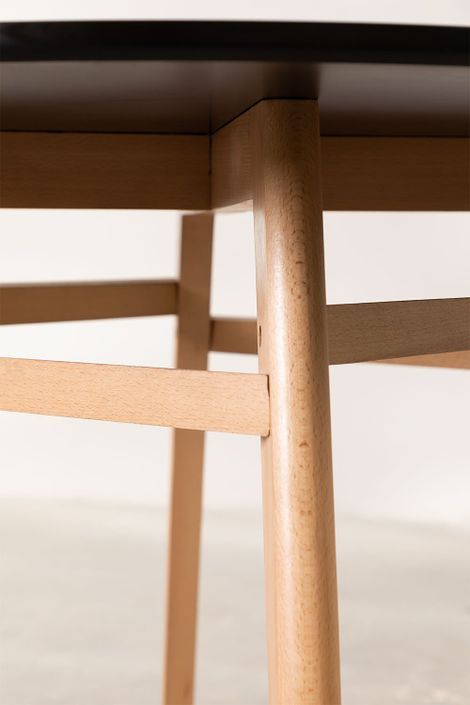 Table ronde 100 cm scandinave noir et pieds bois clair Bristol - Photo n°5