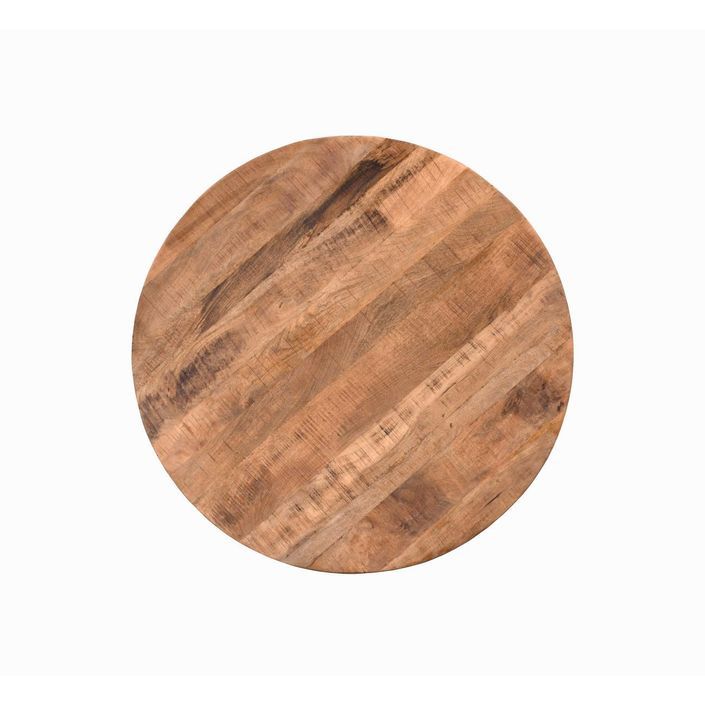 Table ronde 120 cm bois massif acacia naturel et pieds croisés acier noir Vintal - Photo n°4