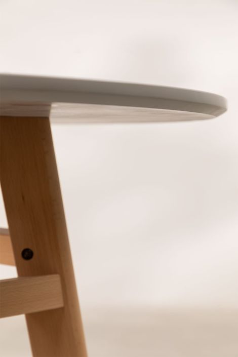 Table ronde 80 cm scandinave gris clair et pieds bois naturel Bristol - Photo n°6