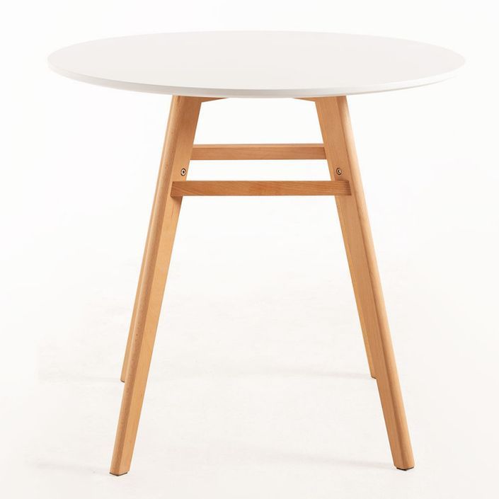 Table ronde 90 cm scandinave blanche et pieds bois naturel Bristol - Photo n°2