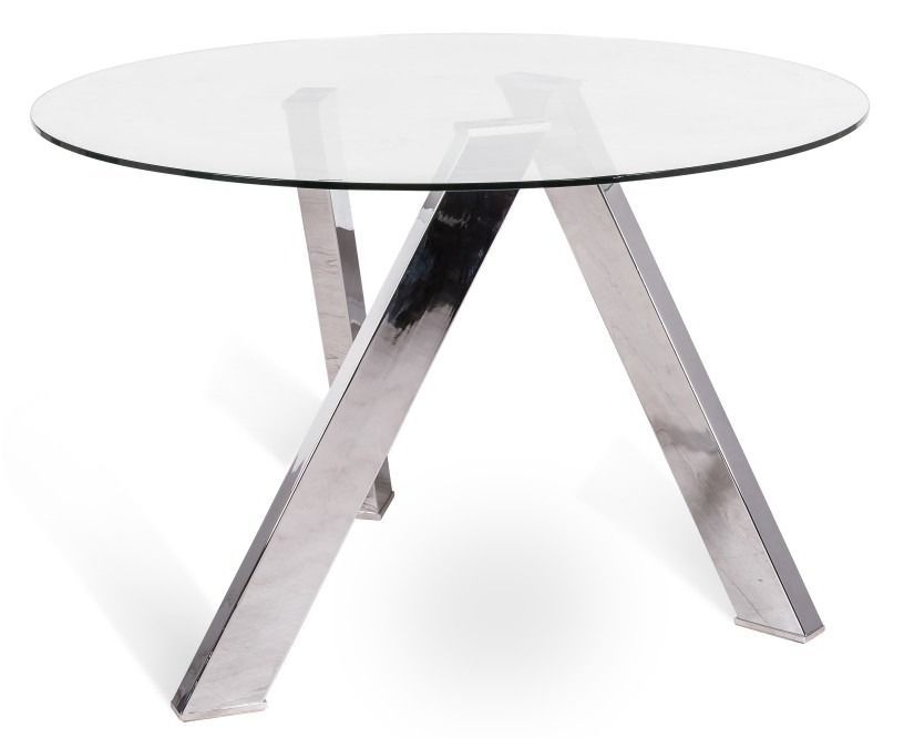 Table ronde acier chromé et verre transparent Drys 120 cm - Photo n°1