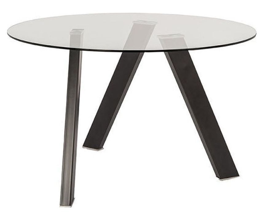 Table ronde acier noir et verre transparent Drys 120 cm - Photo n°1
