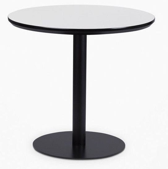 Table ronde bois blanc mate et pied acier noir Kofy 80 cm - Photo n°1