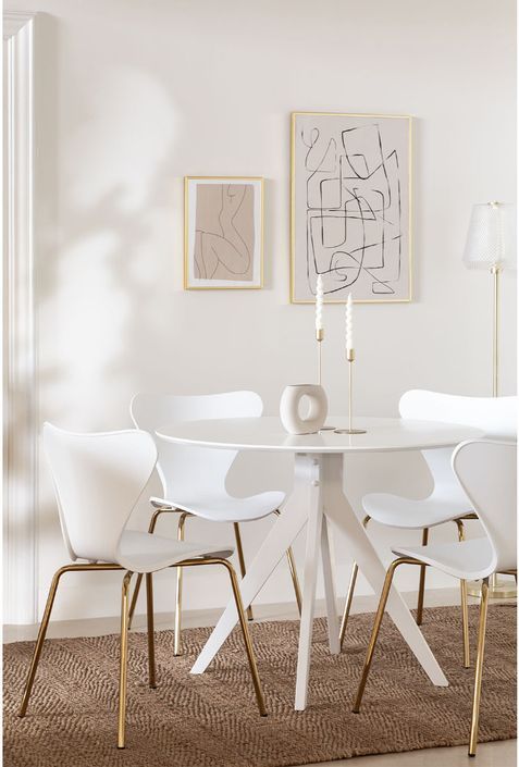Table ronde bois d'hévéa blanc Kiten 100 cm - Photo n°2