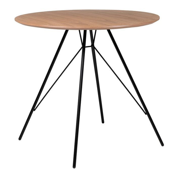 Table ronde bois naturel et pieds tiges d'acier noir Marky 80 cm - Photo n°1