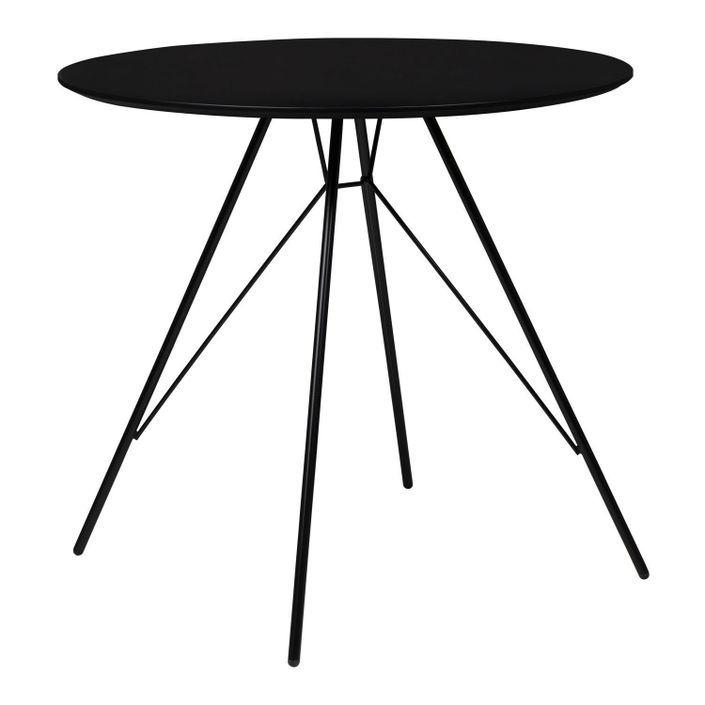 Table ronde bois noir et pieds tiges d'acier noir Marky 80 cm - Photo n°1