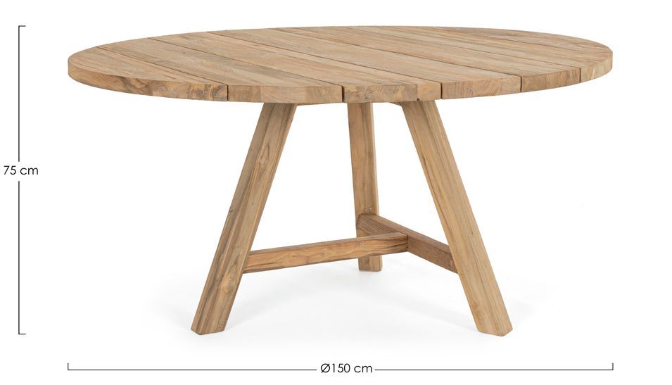 Table ronde de jardin en bois de teck recyclé 8 à 10 places Kanton 150 cm - Photo n°6
