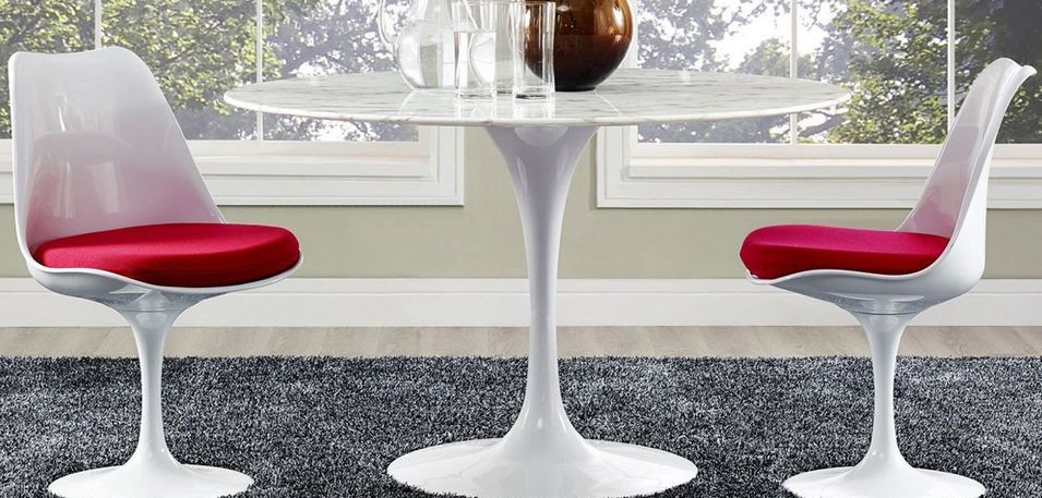 Table ronde design 100 cm en marbre blanc de Carrare - Photo n°2