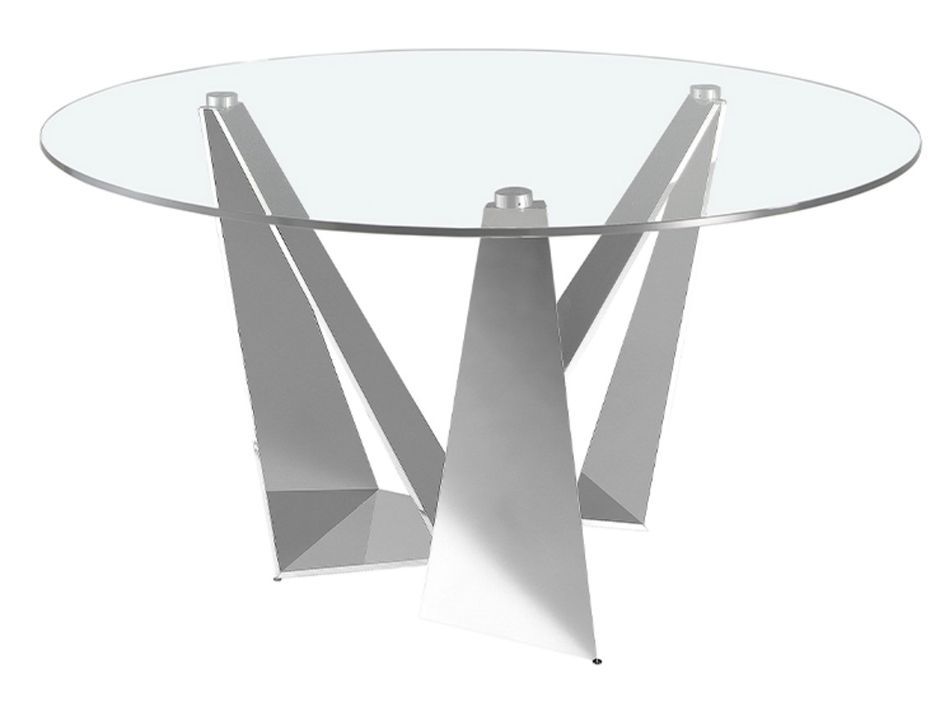 Table ronde design acier chromé et verre trempé Gala - Photo n°4