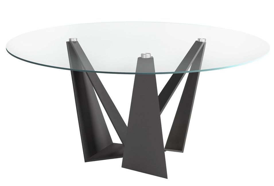 Table ronde design acier noir et verre trempé Gala - Style contemporain - Photo n°1