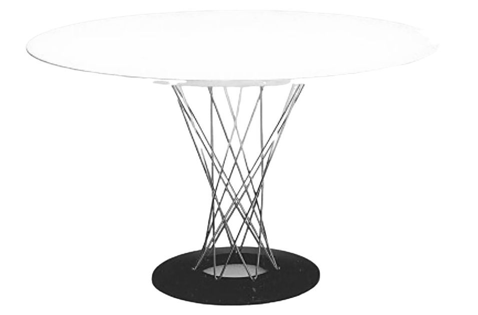 Table ronde design acier tressé et chromé et plateau en bois Kobuky 120 cm - Photo n°4