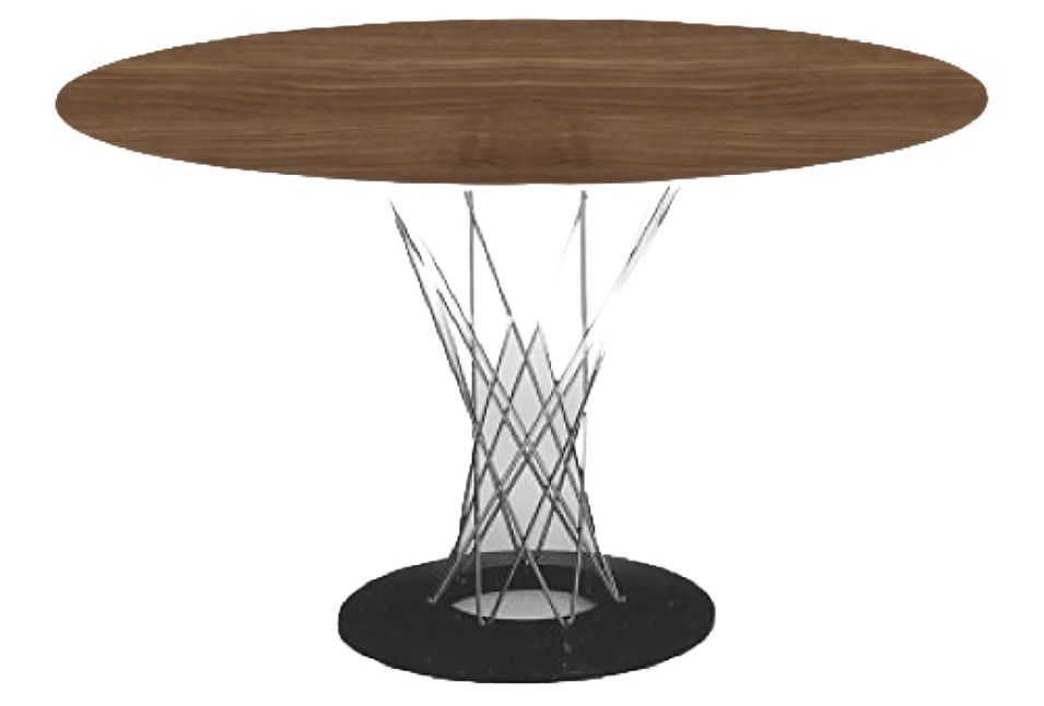 Table ronde design acier tressé et chromé et plateau en bois Kobuky 120 cm - Photo n°5