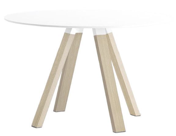 Table ronde design en bois et pieds en chêne massif naturel Bipola - Photo n°2