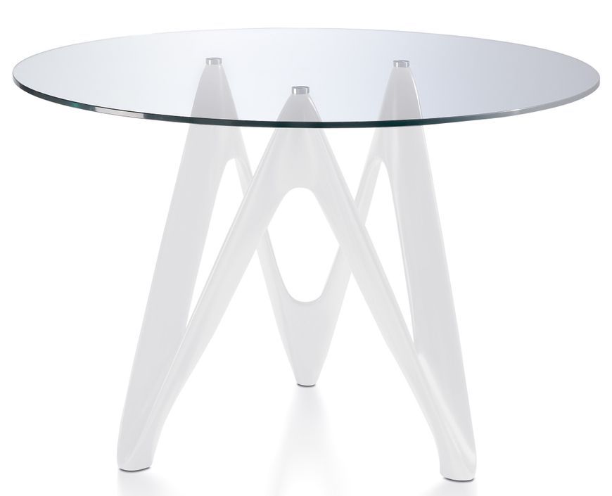 Table ronde design fibre de verre laqué blanc Perla - Photo n°1