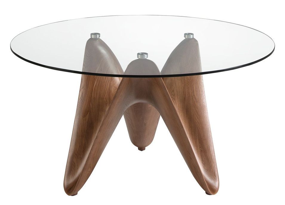 Table ronde design noyer et verre transparent Kantar - Élégance moderne - Photo n°2