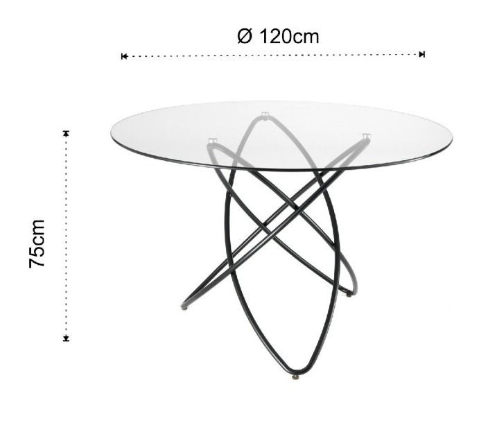 Table ronde en acier noir et verre trempé Ondine D 120 cm - Photo n°3