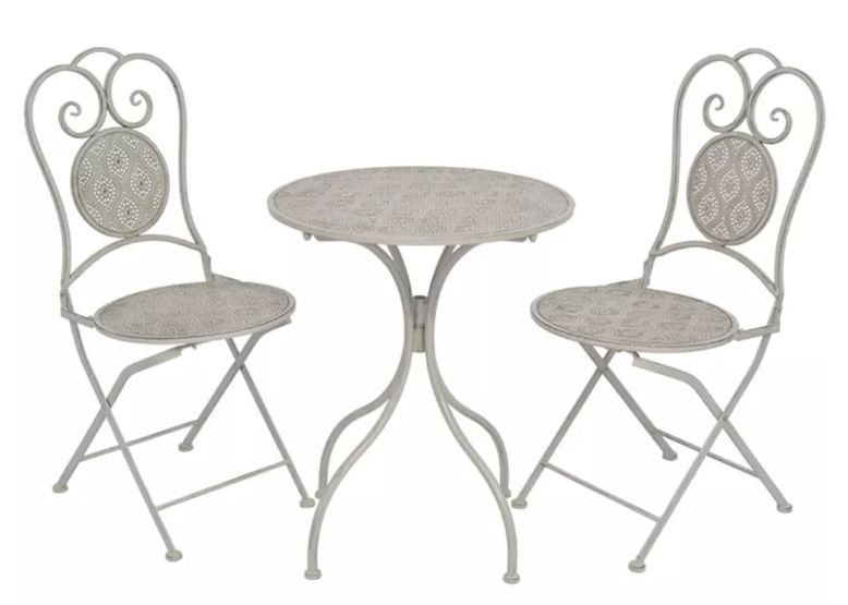 Table ronde et 2 chaises de jardin gris Brook - Photo n°1