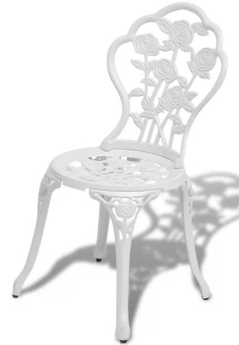 Table ronde et 2 chaises de jardin métal coulé blanc Bridge - Photo n°5