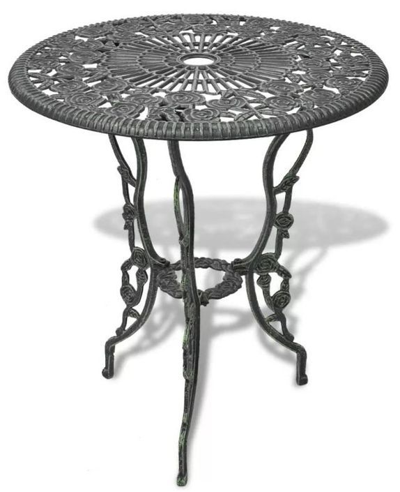 Table ronde et 2 chaises de jardin métal coulé vert Bridge - Photo n°2