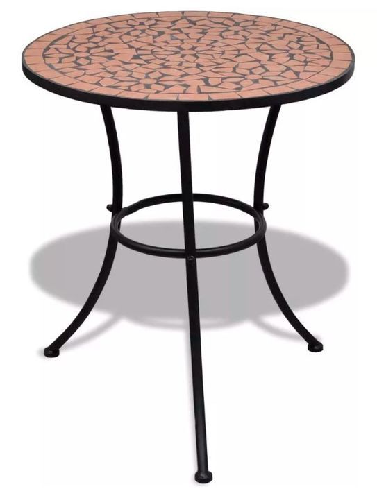 Table ronde et 2 chaises de jardin mosaïquées noir et marron Mel - Photo n°2