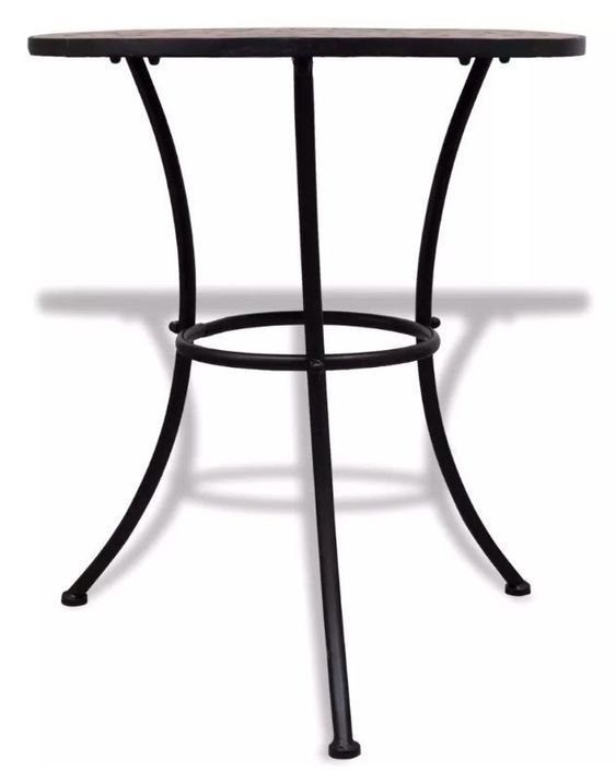 Table ronde et 2 chaises de jardin mosaïquées noir et marron Mel - Photo n°3