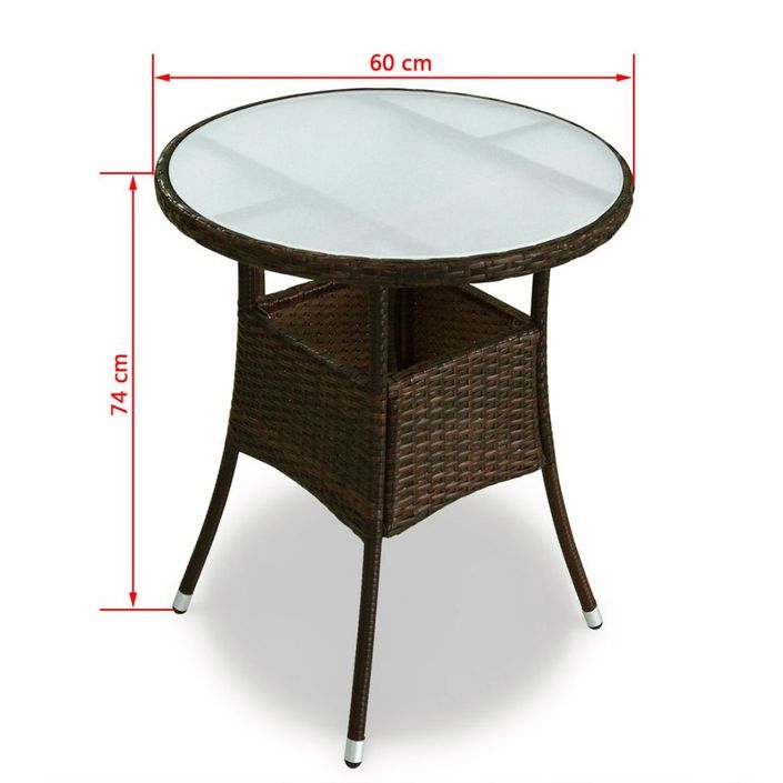 Table ronde et 2 chaises de jardin résine tressée marron et coussins blanc Mik - Photo n°6