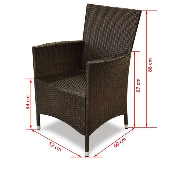 Table ronde et 2 chaises de jardin résine tressée marron et coussins blanc Mik - Photo n°7