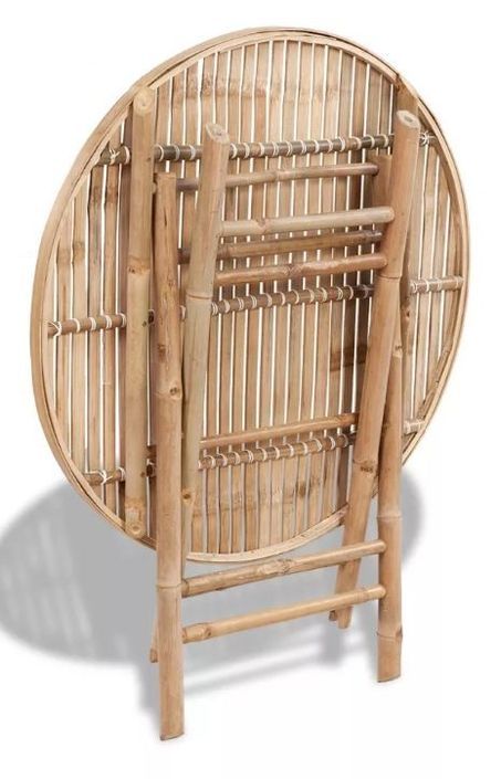 Table ronde et 4 chaises de jardin bambou clair Kyca - Photo n°5