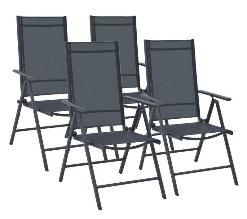 Table ronde et 4 chaises de jardin métal noir Groove - Photo n°2