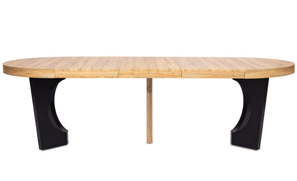 Table ronde extensible en bois clair et noir 110 à 260 cm jusqu'a 14 places Torin - Photo n°2