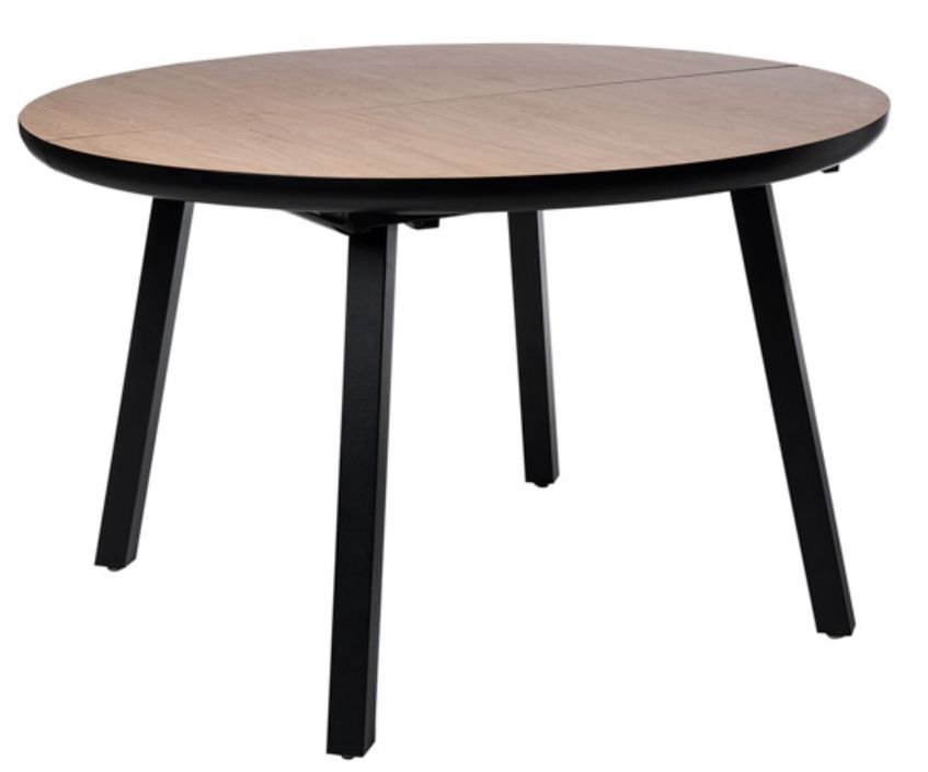 Table ronde éxtensible Katty – Effet marbre et pied noir pour intérieur ou éxtérieur - Photo n°1