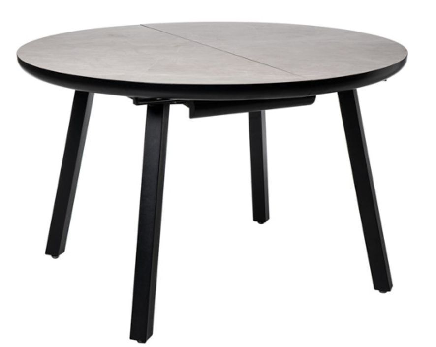 Table ronde éxtensible Katty – Effet marbre et pied noir pour intérieur ou éxtérieur - Photo n°1