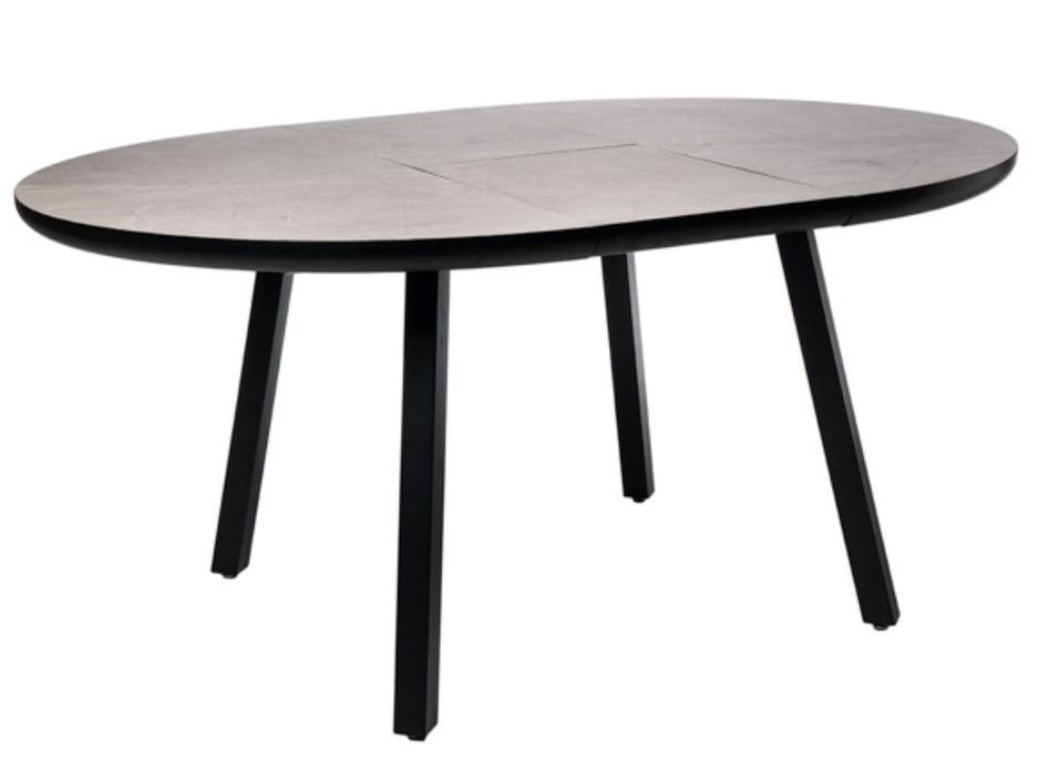 Table ronde éxtensible Katty – Effet marbre et pied noir pour intérieur ou éxtérieur - Photo n°3