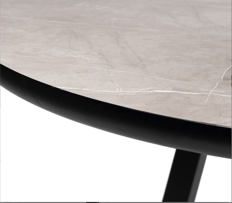 Table ronde éxtensible Katty – Effet marbre et pied noir pour intérieur ou éxtérieur - Photo n°4