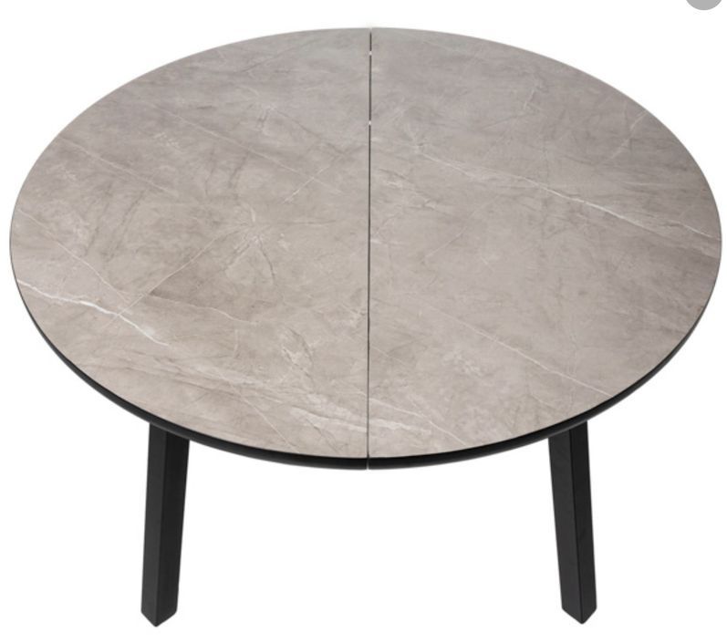 Table ronde éxtensible Katty – Effet marbre et pied noir pour intérieur ou éxtérieur - Photo n°8