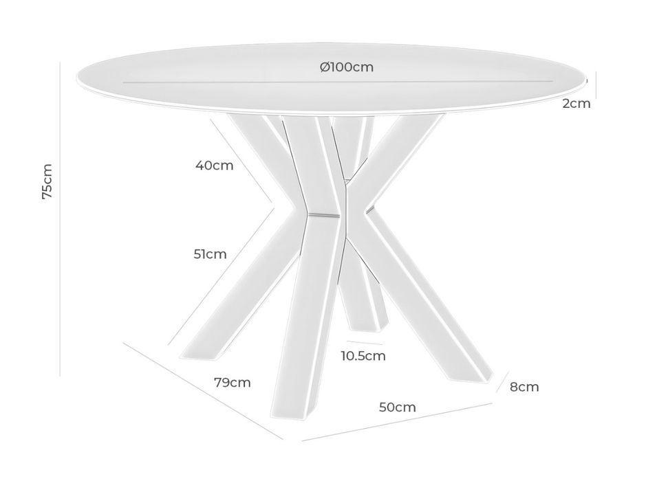 Table ronde moderne Jadys – Plateau en verre et pieds croisés en métal - Photo n°2