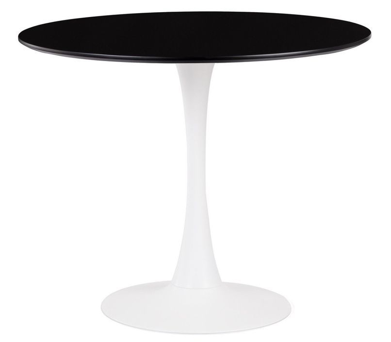 Table ronde moderne bois noir et pied métal blanc Tulipa 120 cm - Photo n°1