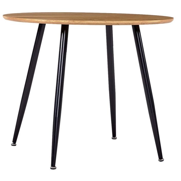 Table ronde plateau bois clair et pieds metal noir Sanda 90 cm - Photo n°1
