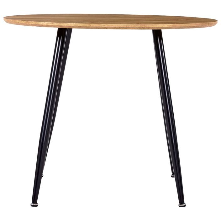 Table ronde plateau bois clair et pieds metal noir Sanda 90 cm - Photo n°5